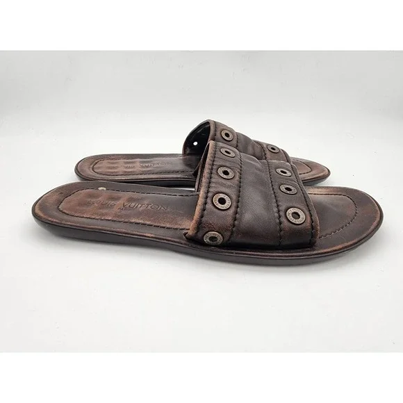 Louis Vuitton Brown Leather Studded Sandals Mens Please Read Description - Picture 6 of 8